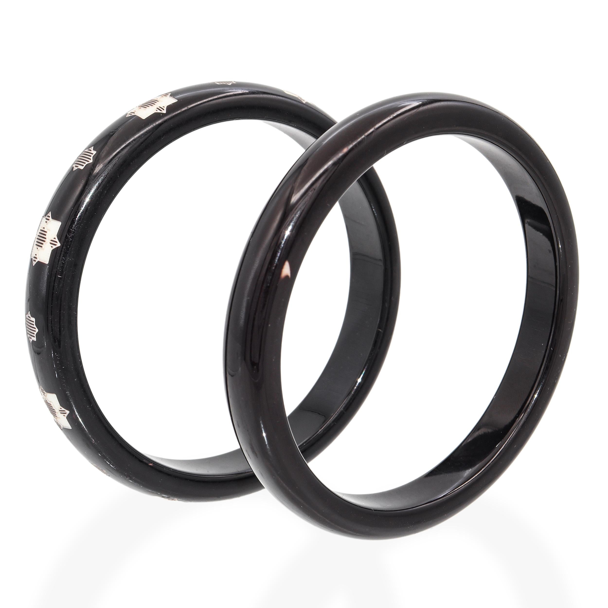 Vintage Tiffany & Co Paloma Picasso Zellige Black Laquer Bangle Set