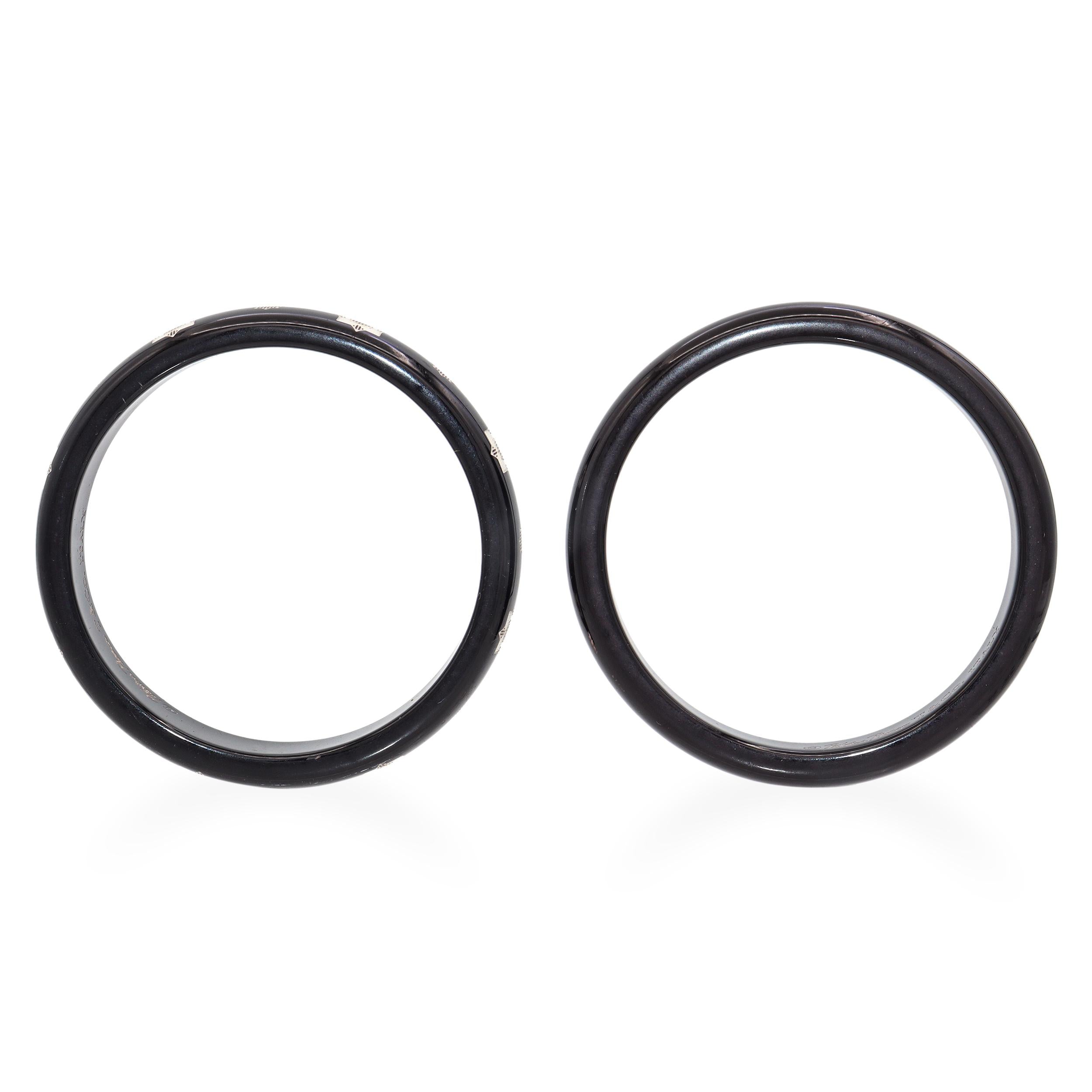 Vintage Tiffany & Co Paloma Picasso Zellige Black Laquer Bangle Set