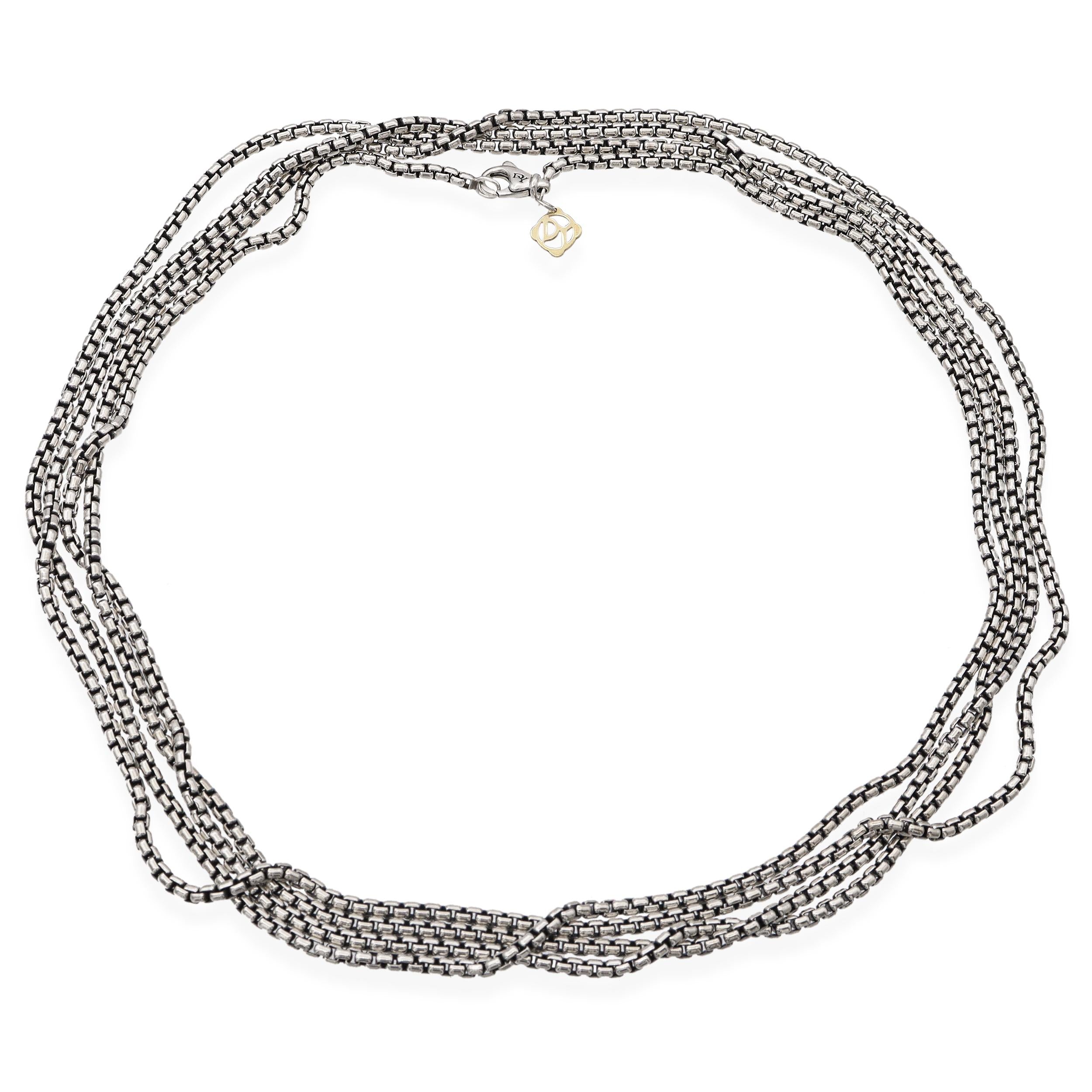 David Yurman Sterling Silver & 14k Yellow Gold Tag Long Chain Necklace