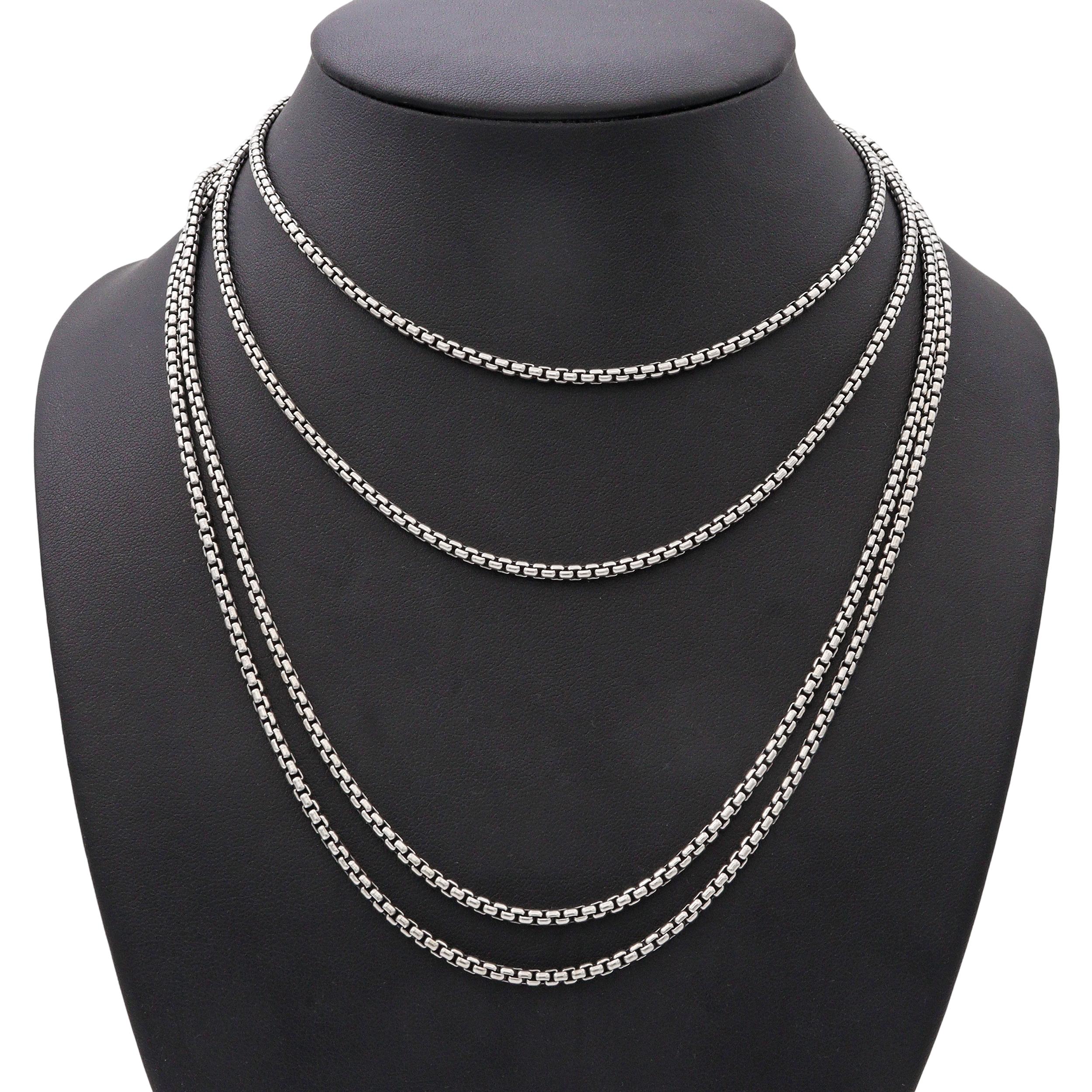 David Yurman Sterling Silver & 14k Yellow Gold Tag Long Chain Necklace