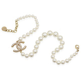 Vintage Chanel 100th Anniversary Gold-Finish Faux Pearl Beaded Strand Necklace