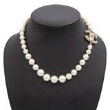Vintage Chanel 100th Anniversary Gold-Finish Faux Pearl Beaded Strand Necklace