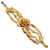 Vintage Chanel Gold-Finish Camellia Four-Row Link Bracelet