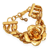 Vintage Chanel Gold-Finish Camellia Four-Row Link Bracelet