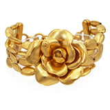 Vintage Chanel Gold-Finish Camellia Four-Row Link Bracelet