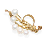 Vintage Mikimoto 14k Yellow Gold Cultured Pearl Freeform Brooch