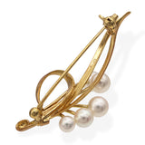 Vintage Mikimoto 14k Yellow Gold Cultured Pearl Freeform Brooch