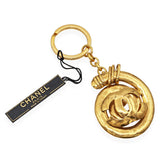 Vintage Chanel Gold-Finish CC Spiral Keychain