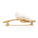 Vintage Mikimoto 14k Yellow Gold Cultured Pearl Freeform Brooch