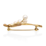 Vintage Mikimoto 14k Yellow Gold Cultured Pearl Freeform Brooch