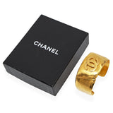 Vintage Chanel Gold-Finish Wide CC Logo Statement Cuff Bracelet