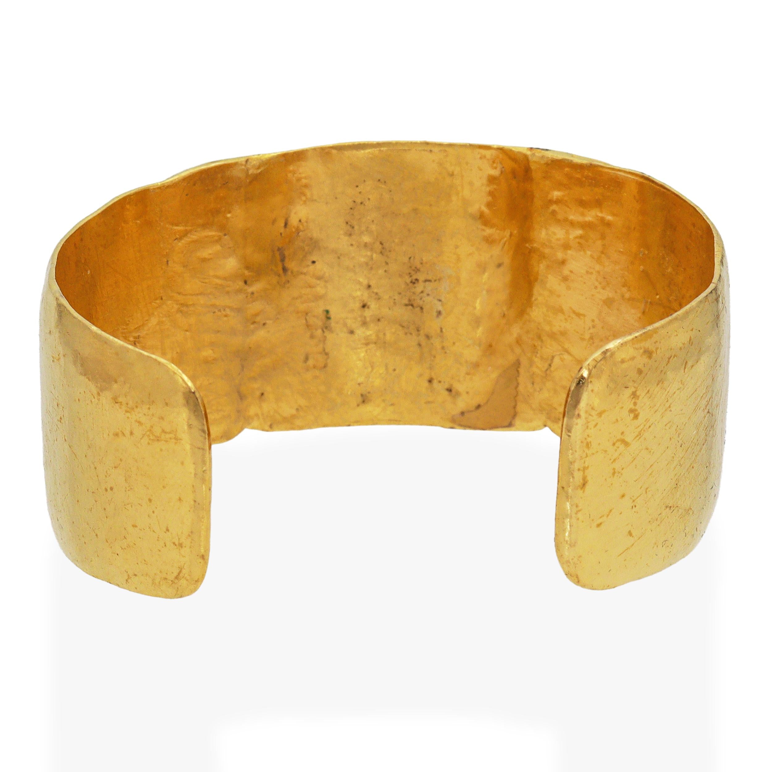 Vintage Chanel Gold-Finish Wide CC Logo Statement Cuff Bracelet