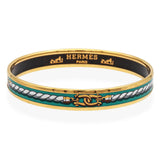 Vintage Hermès Enamel & Gold-Finish Bangle Bracelet