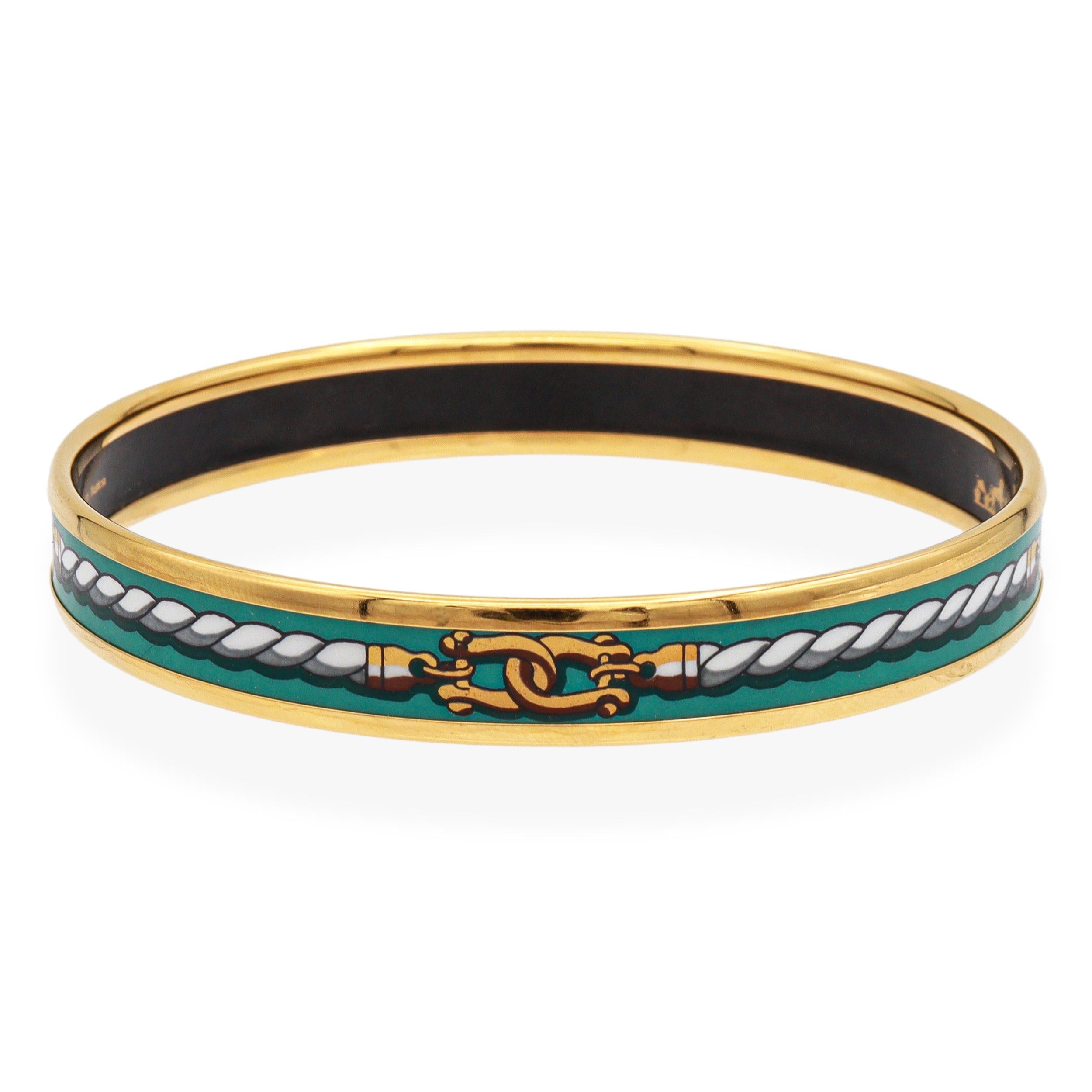 Vintage Hermès Enamel & Gold-Finish Bangle Bracelet