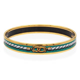 Vintage Hermès Enamel & Gold-Finish Bangle Bracelet