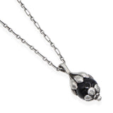 Vintage 1991 Georg Jensen Sterling Silver Onyx Heritage Pendant Necklace