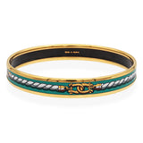 Vintage Hermès Enamel & Gold-Finish Bangle Bracelet