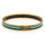 Vintage Hermès Enamel & Gold-Finish Bangle Bracelet