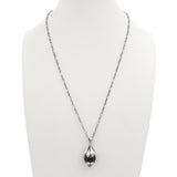 Vintage 1991 Georg Jensen Sterling Silver Onyx Heritage Pendant Necklace