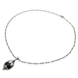 Vintage 1991 Georg Jensen Sterling Silver Onyx Heritage Pendant Necklace