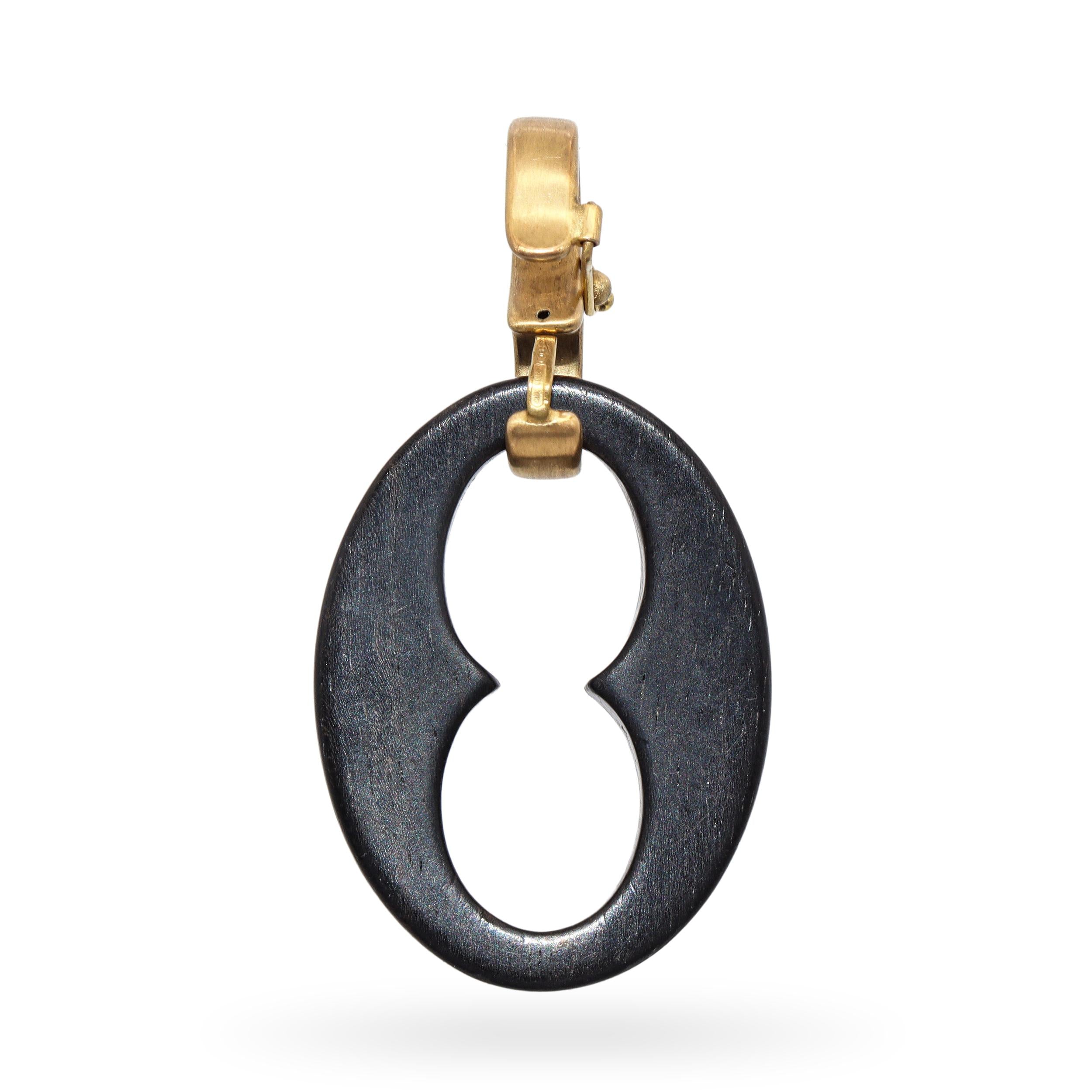 Fred Leighton 18k Yellow Gold Ebony Wood Pendant