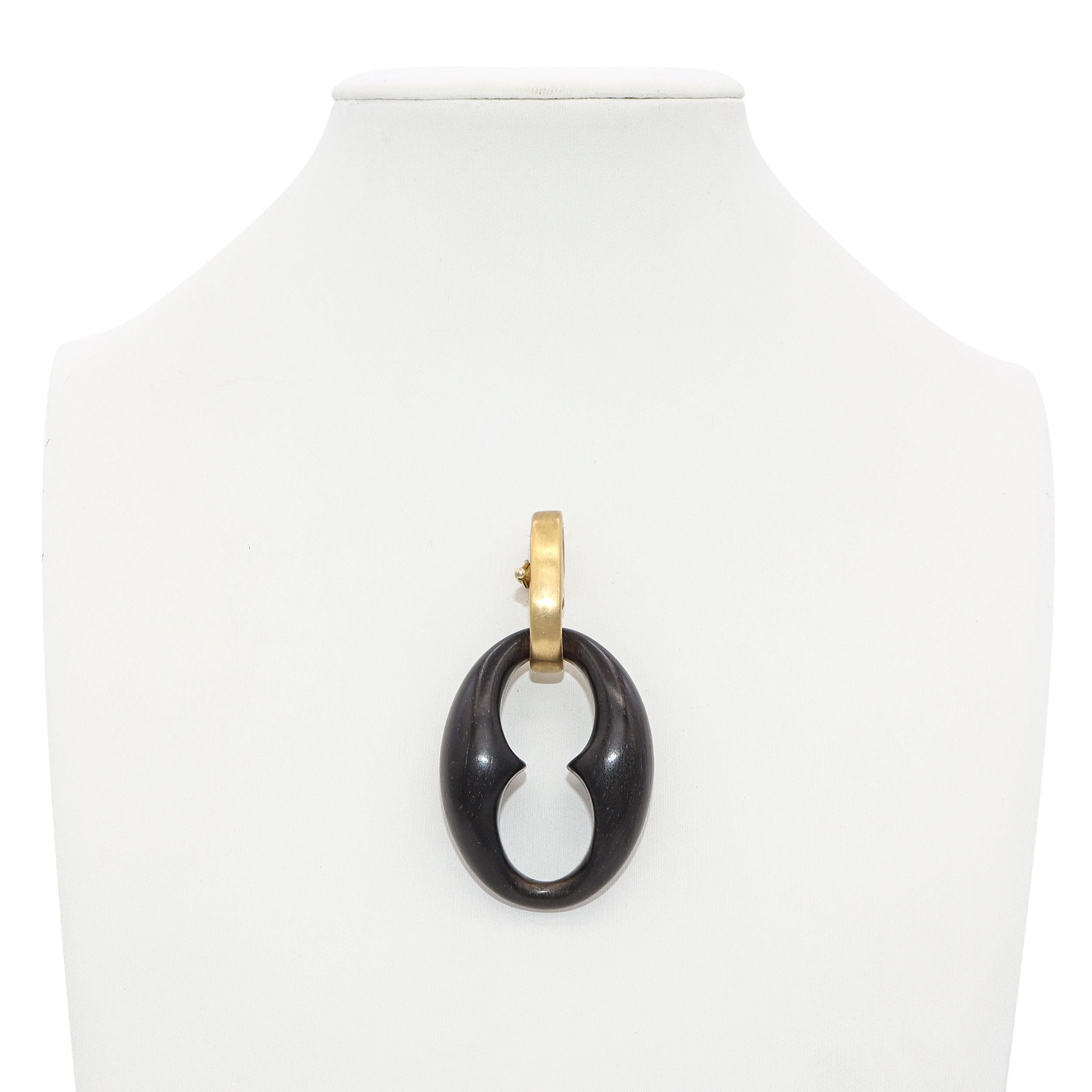 Fred Leighton 18k Yellow Gold Ebony Wood Pendant