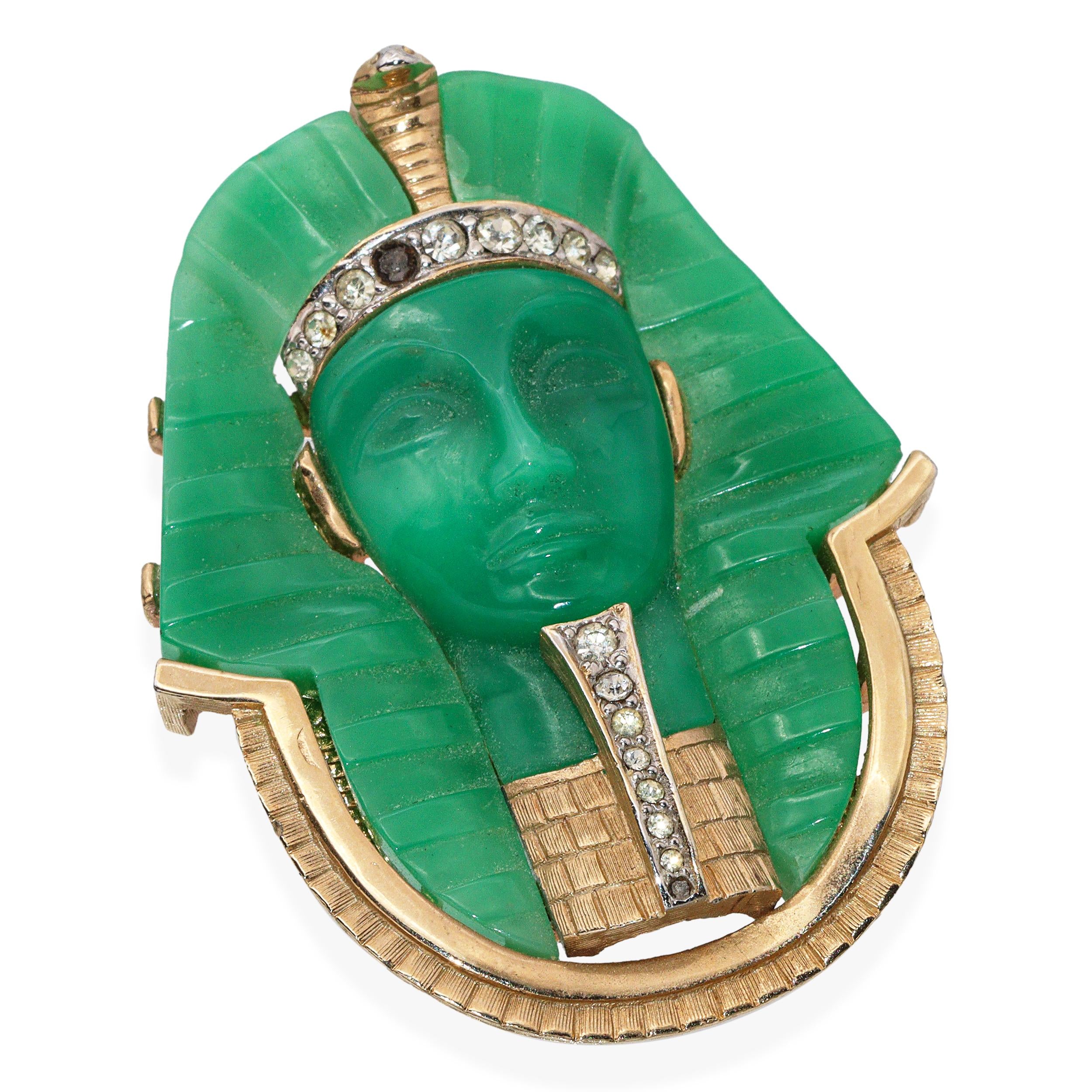 Vintage Marcel Boucher King Tut Egyptian Revival Brooch Pendant 1057P
