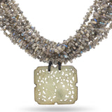 Takashi Maya NY Sterling Silver Labradorite Carved Jade Multi-Strand Necklace