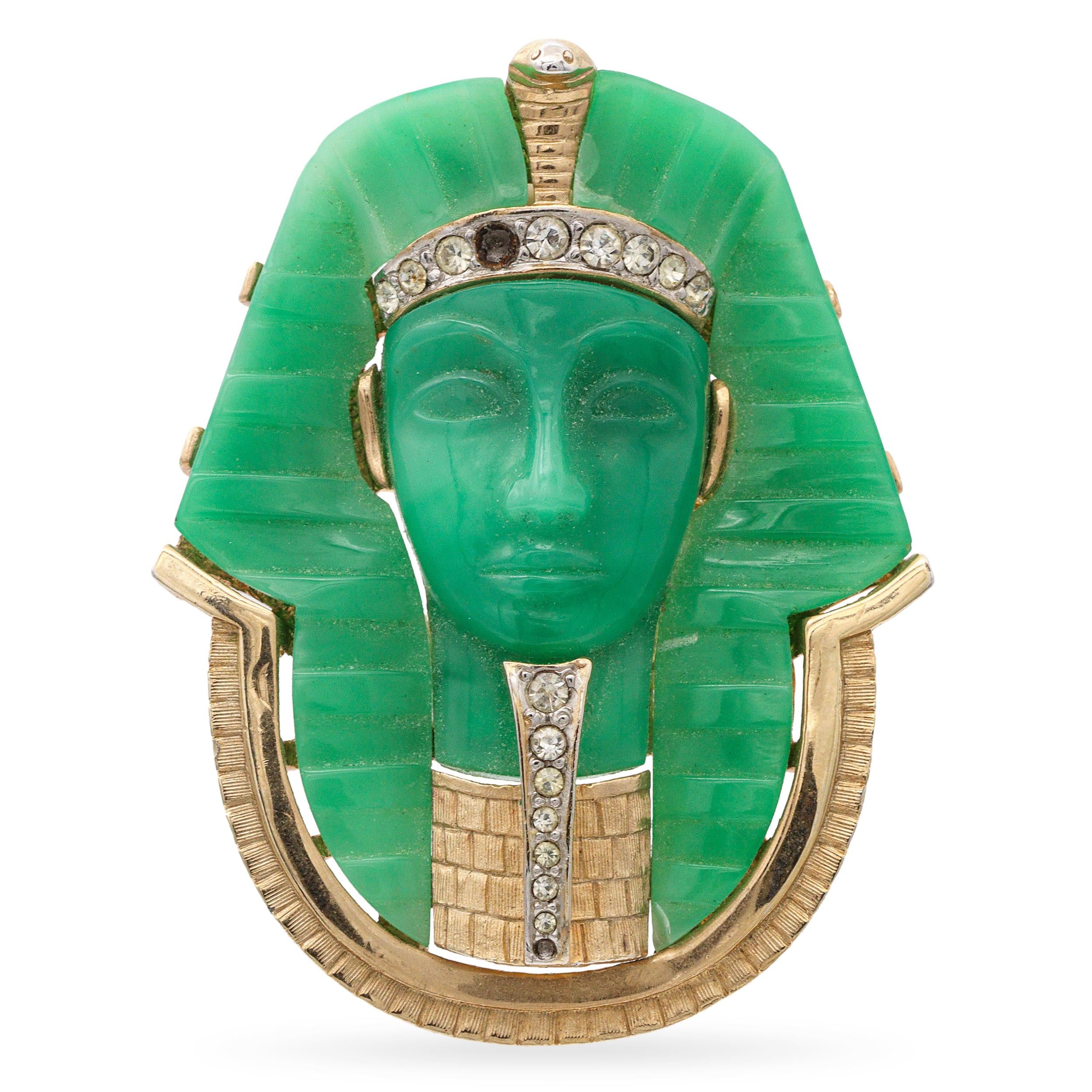 Vintage Marcel Boucher King Tut Egyptian Revival Brooch Pendant 1057P