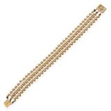 Vintage 14k Yellow Gold Pearl Triple Beaded Strand Bracelet