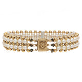 Vintage 14k Yellow Gold Pearl Triple Beaded Strand Bracelet