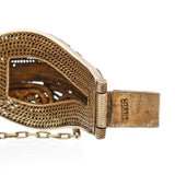 Antique Chinese Export Silver Gilt Enamel Jade Tourmaline Filigree Bracelet