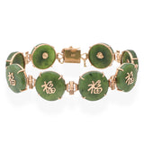 Vintage Yellow Gold Nephrite Jade Link Bracelet