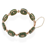 Vintage Yellow Gold Nephrite Jade Link Bracelet