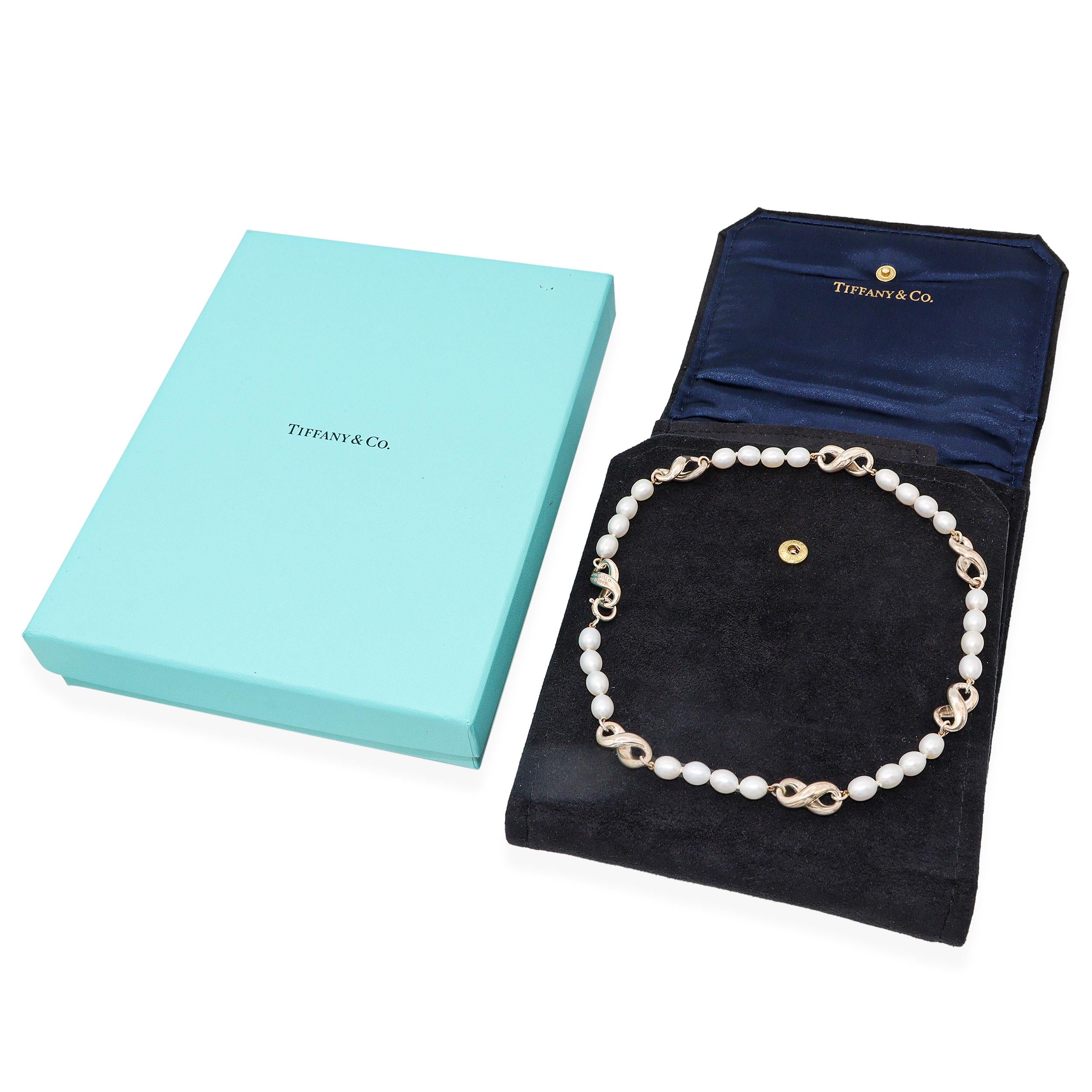 Tiffany & Co. Sterling Silver & Pearl Infinity Necklace