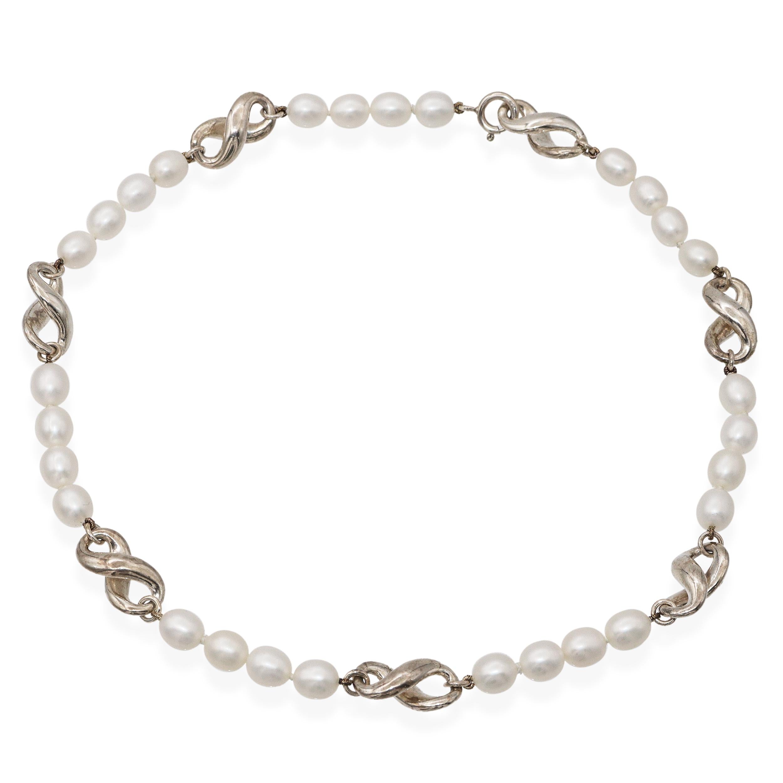 Tiffany & Co. Sterling Silver & Pearl Infinity Necklace