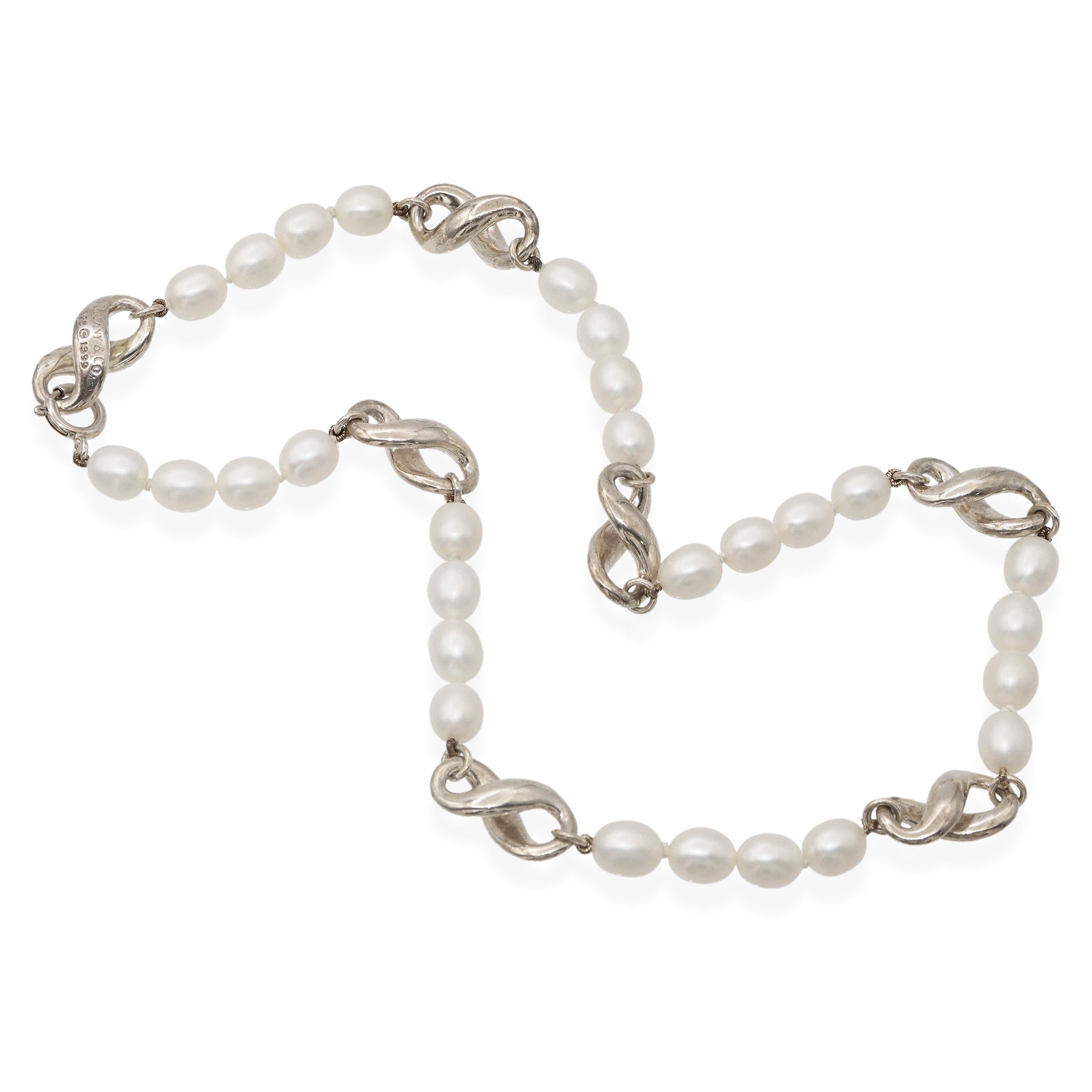 Tiffany & Co. Sterling Silver & Pearl Infinity Necklace