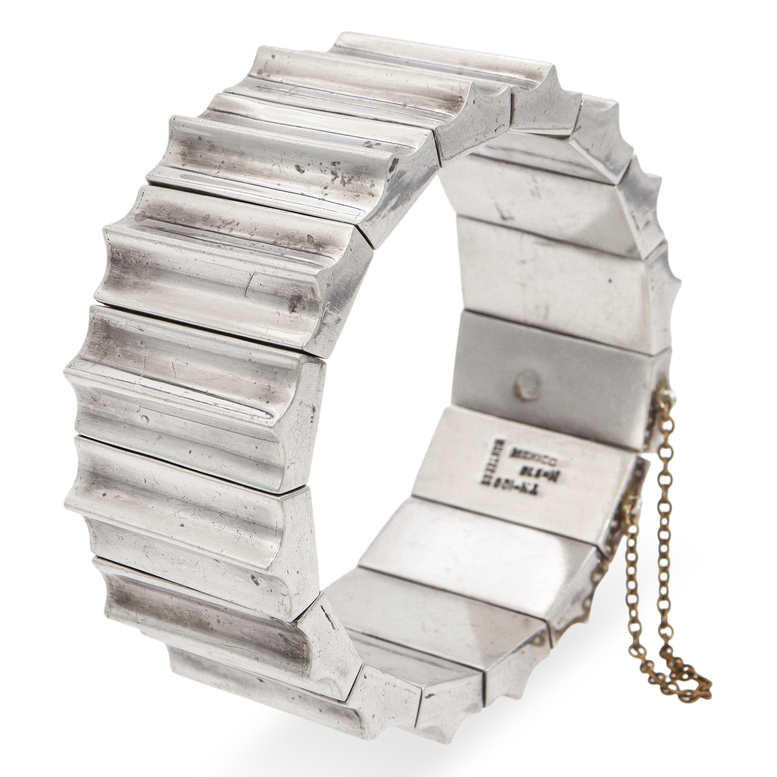 Vintage Taxco Mexico Sterling Silver Modernist Bracelet