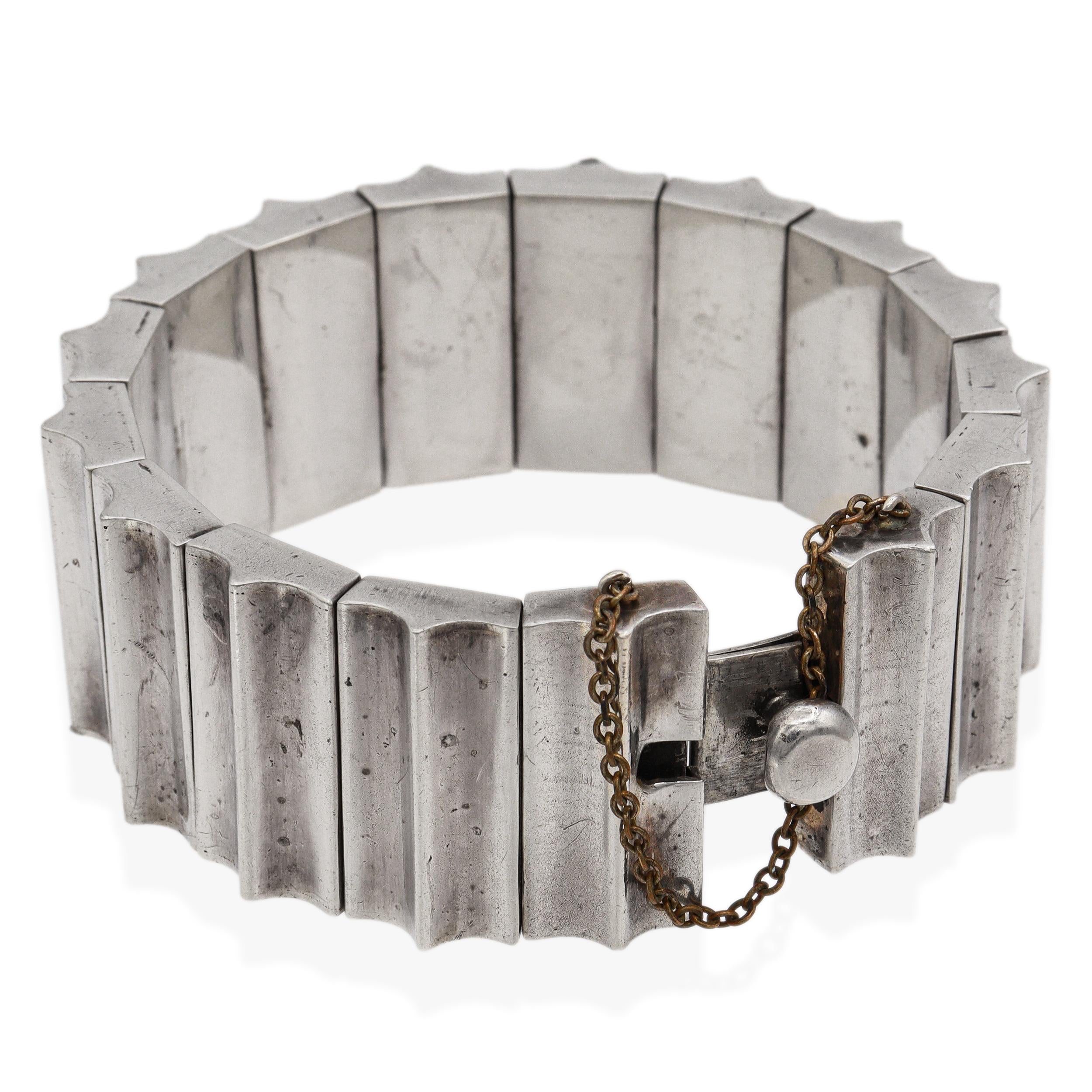 Vintage Taxco Mexico Sterling Silver Modernist Bracelet