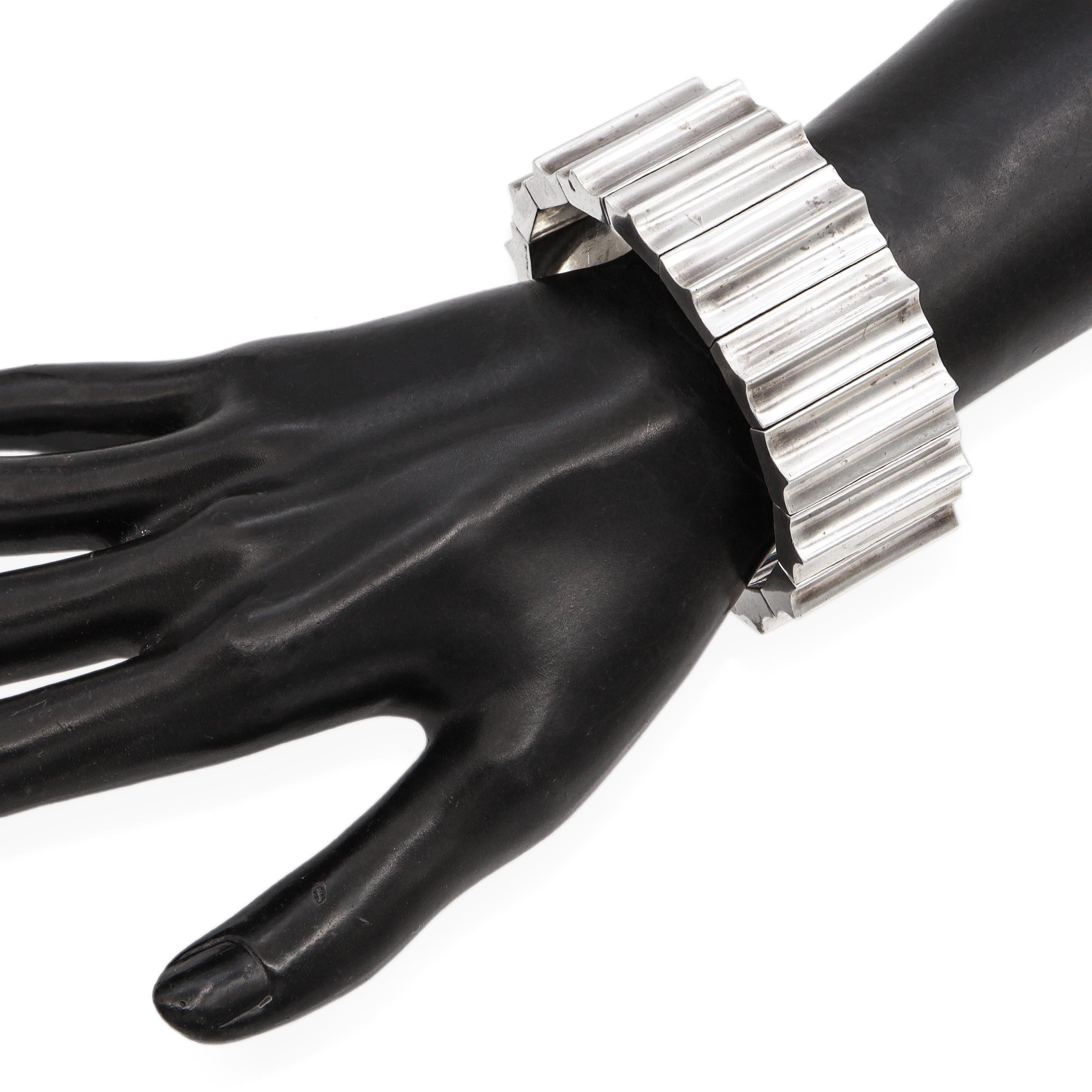 Vintage Taxco Mexico Sterling Silver Modernist Bracelet