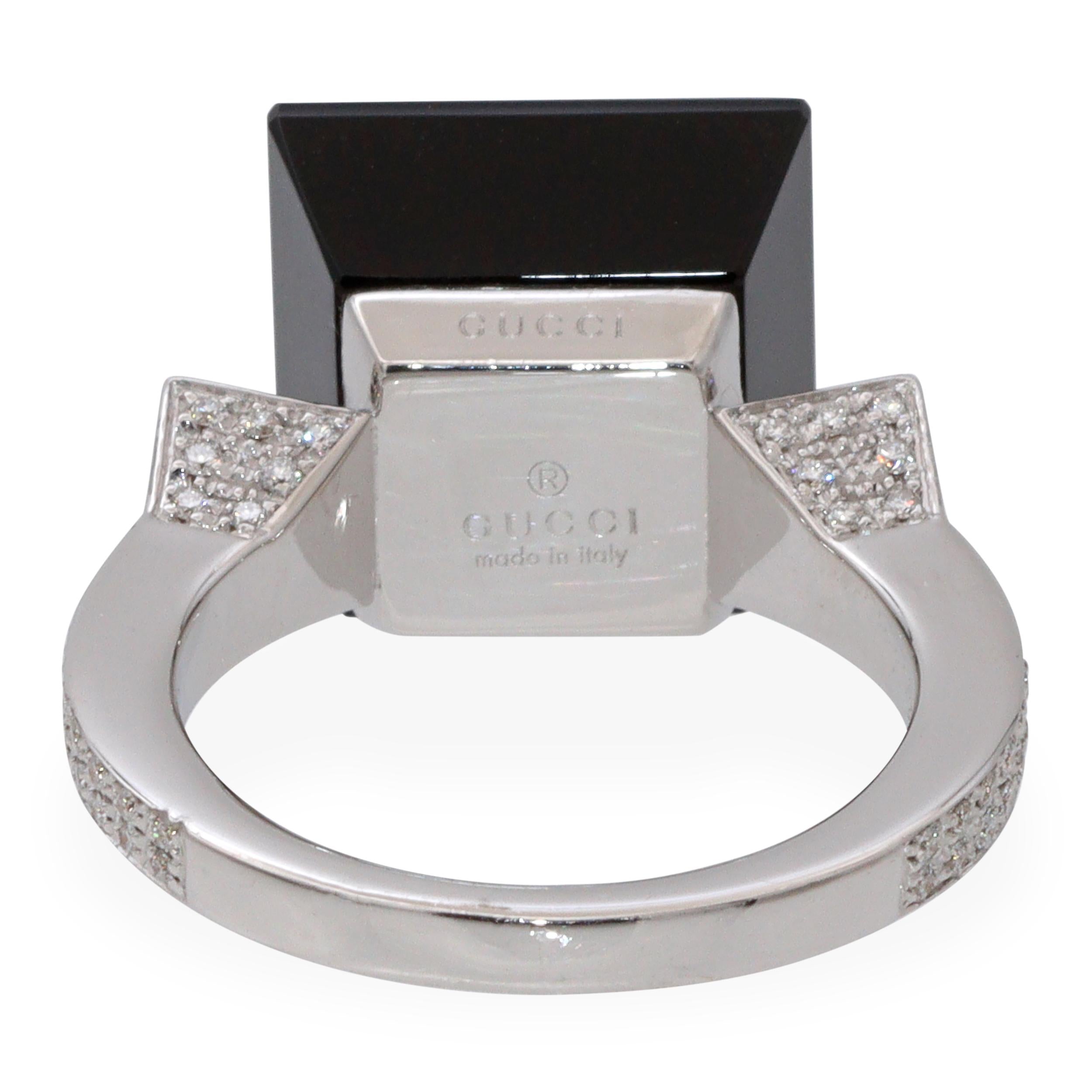 Gucci "Chiodo" 18k White Gold Black Onyx and Diamond Ring