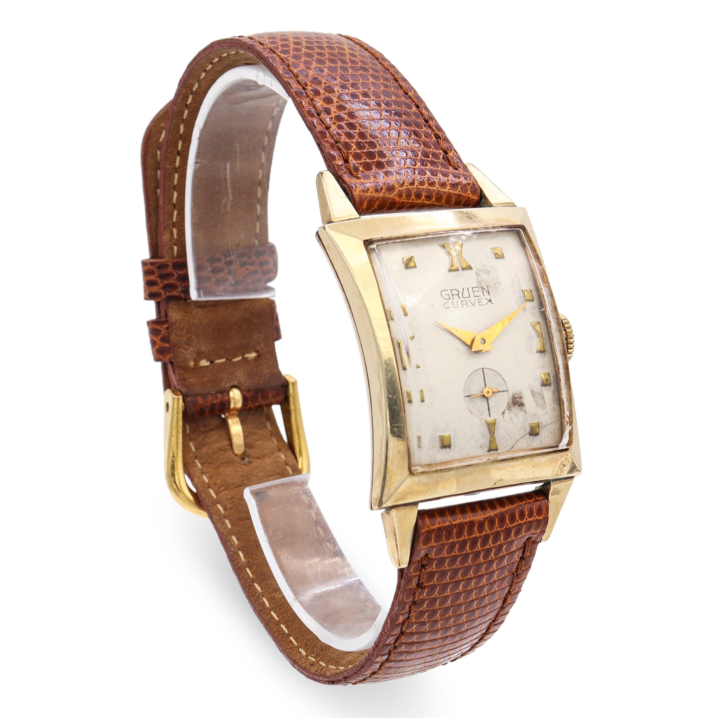 Vintage 10k Gold Filled Gruen Curvex Mens Manual Wind Watch