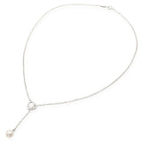 Tiffany & Co. Elsa Peretti Sterling Silver and Pearl Open Heart Lariat Necklace