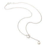 Tiffany & Co. Elsa Peretti Sterling Silver and Pearl Open Heart Lariat Necklace