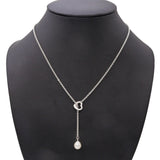 Tiffany & Co. Elsa Peretti Sterling Silver and Pearl Open Heart Lariat Necklace