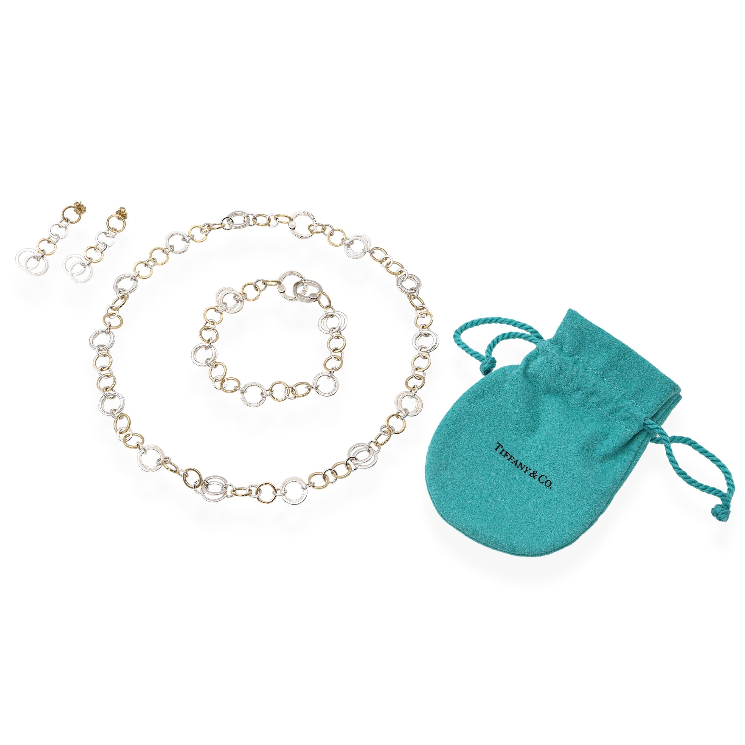 Tiffany & Co. 18k Yellow Gold and Sterling Silver Circle Link Jewelry Set