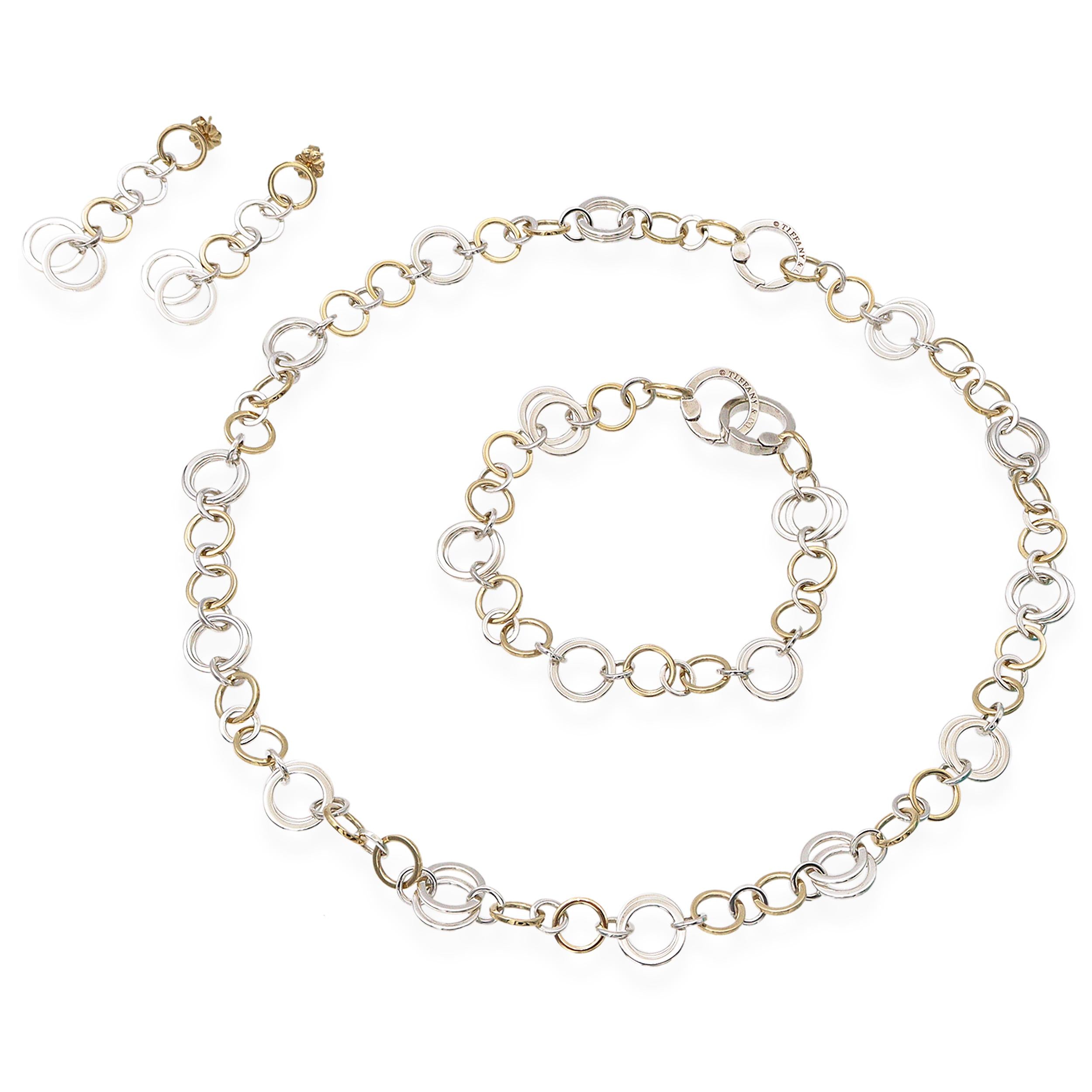 Tiffany & Co. 18k Yellow Gold and Sterling Silver Circle Link Jewelry Set