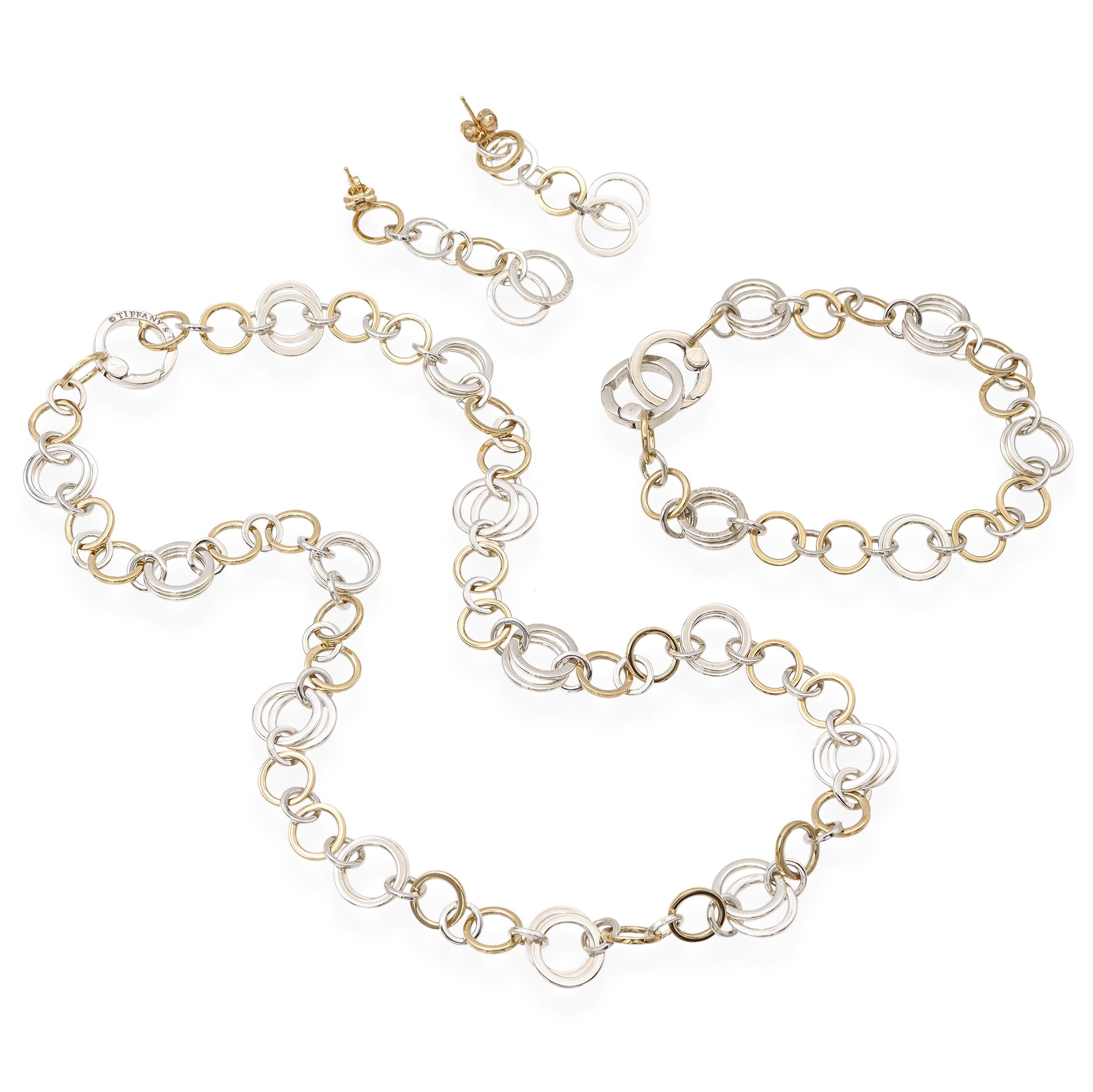 Tiffany & Co. 18k Yellow Gold and Sterling Silver Circle Link Jewelry Set