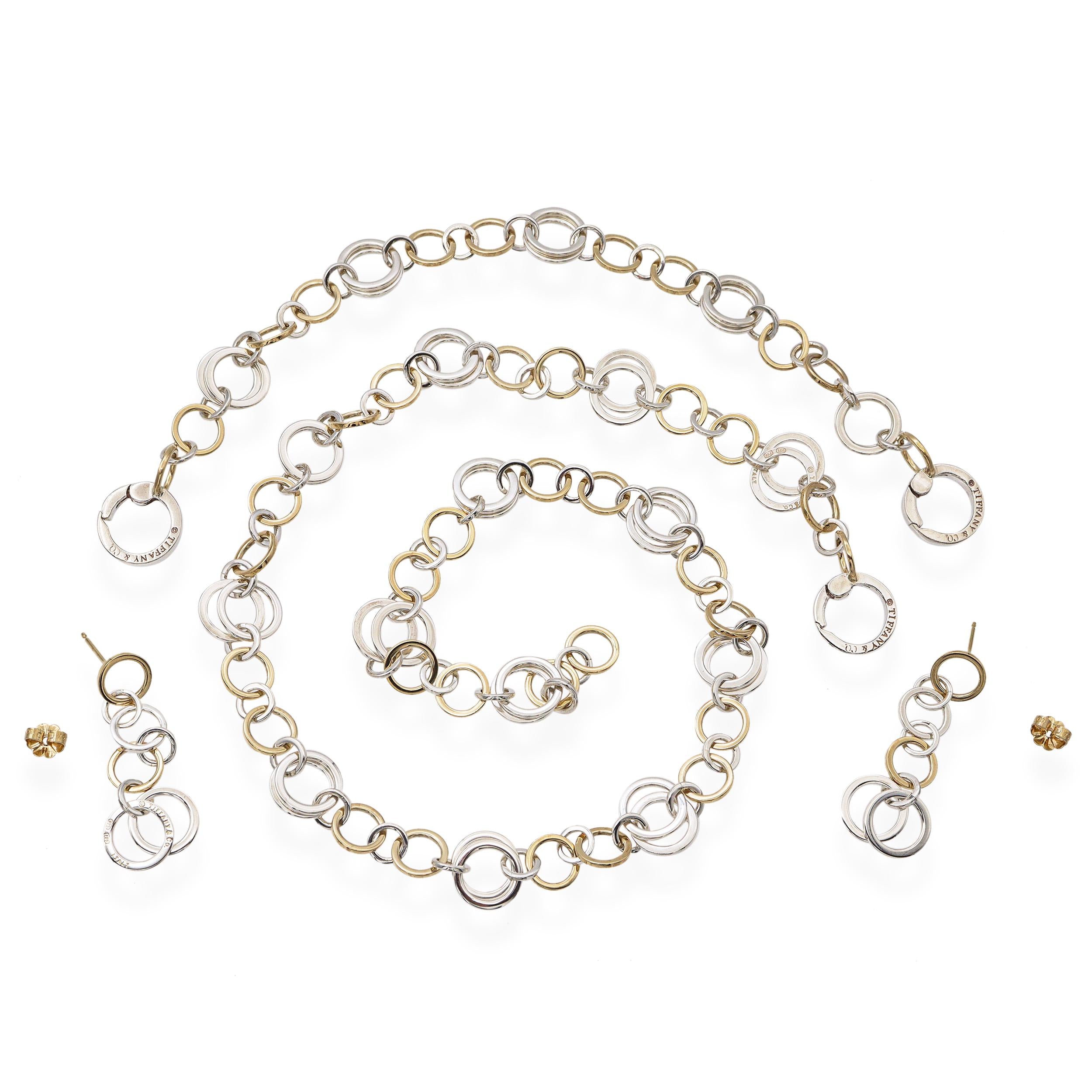 Tiffany & Co. 18k Yellow Gold and Sterling Silver Circle Link Jewelry Set