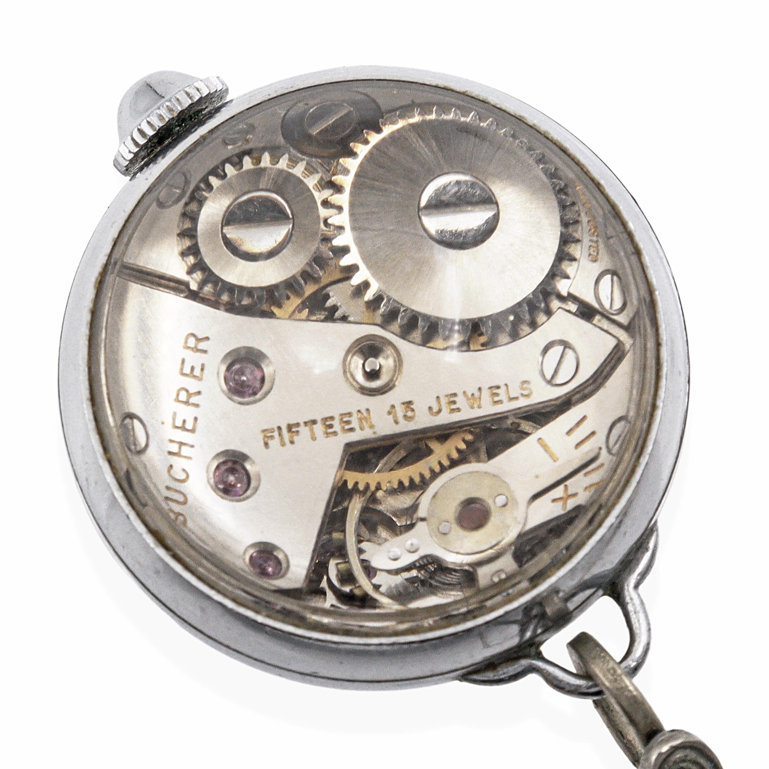 Vintage Bucherer Skeleton Ball Crystal Bead Chain Watch Pendant Necklace